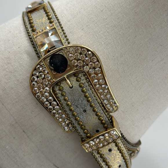 B.B.Simon Swarovski Crystal Gold Western Cowboy Belt - XL - Picture 9 of 16